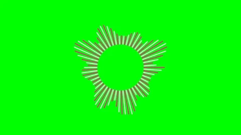 Circular audio spectrum visualizer graphic on a solid chroma key green screen Stock Footage 340267540