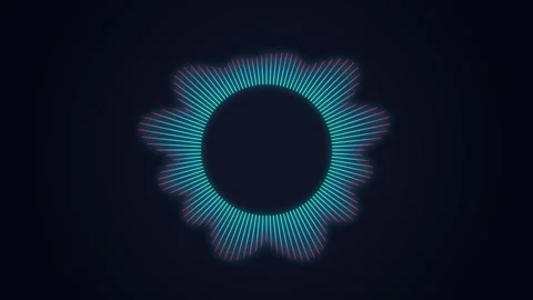 Circular audio visualization with pulsating neon lines representing sound w.. Stock Footage 346845582