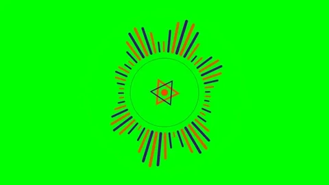 Circular audio visualizer with a central star symbol on a green screen back.. Stock Footage 340900286