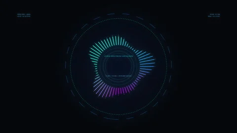 Circular audio waveform equalizer graphic motion, digital music sound spectrum Vídeos de archivo 345628291