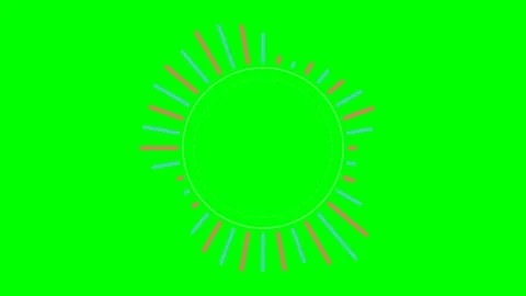 A circular audio waveform visualizer displayed against a vibrant green screen Stock Footage 340264973