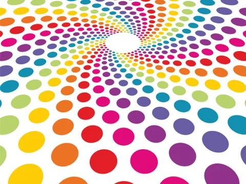 Circular background composed of colorful dots in perspective Stock Illustration
