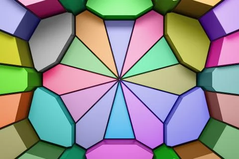 Circular background. Randomly choped geometry. Fractured extrudable surface. Stock Illustration