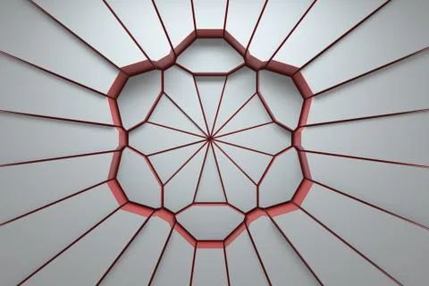 Circular background. Randomly choped geometry. Fractured extrudable surface. Stock Illustration