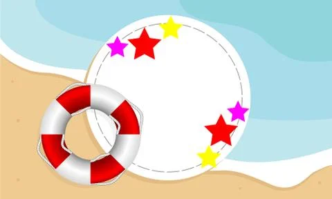 Circular banner on the beach background Stock Illustration