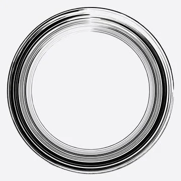 Circular Black Brush Strokes Vector Stock Illustration