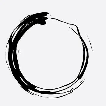 Circular Black Brush Strokes Vector Stock Illustration