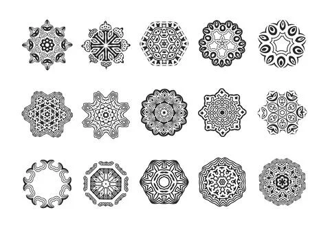 Circular black pattern set Stock Illustration