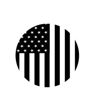 A circular black silhouette with a subtle pattern of stars and vertical lines Stock Illustration