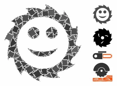 Circular blade smile Composition Icon of Rough Elements Stock Illustration