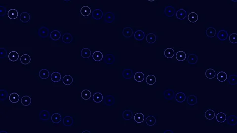 Circular blue and black pattern with overlapping circles on dark background Stock Footage 292946661