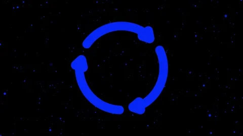 Circular blue arrows on dark starry backdrop visualizing continuous cycle a.. 動画素材 318056620