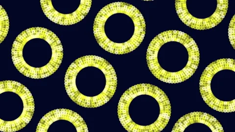 Circular blue circle pattern on black background Stock Footage 303528577