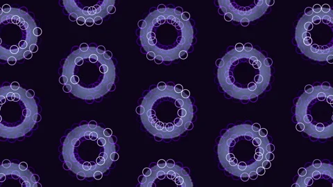 Circular blue circles on black background a mesmerizing pattern of overlapping Stock Footage 297606958