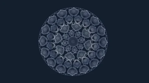 A circular blue-gray pattern built from overlapping cell-like shapes appear.. Stock Footage 347942210