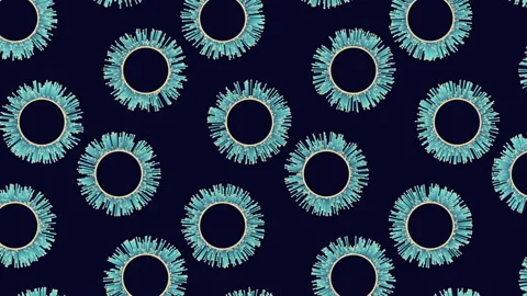 Circular blue pattern on black background overlapping circles with light and Stock Footage 249433963