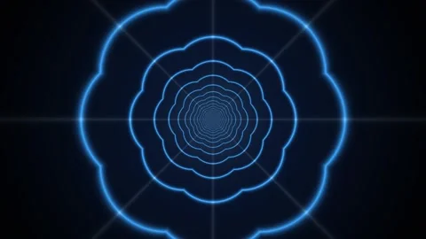 Circular blue pattern with neon light effects and dark Stock Footage 340243507
