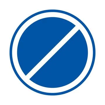 Circular Blue Sign with Diagonal Line Indicating No Entry or Prohibition Stock Illustration