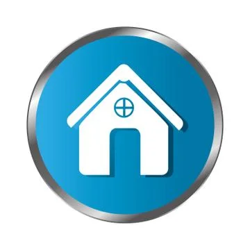 Circular border button silhouette simple facade house icon design Stock Illustration