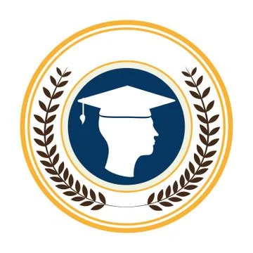 Circular border with crown leaves and silhouette graduate Stock Illustration
