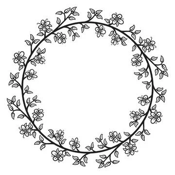 Circular border with flowers, 1 Stock Illustration
