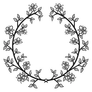 Circular border with flowers, 2 Stock Illustration