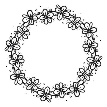 Circular border with flowers, 3 Stock Illustration