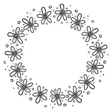 Circular border with flowers, 4 Stock Illustration