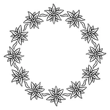 Circular border with flowers, 5 Stock Illustration