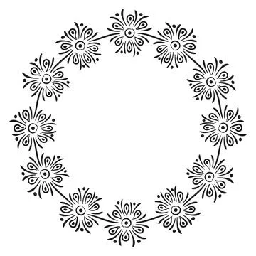 Circular border with flowers, 6 库存插图