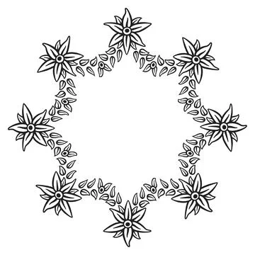 Circular border with flowers, 8 Ilustração Stock
