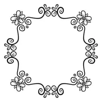 Circular border with flowers, 9 Stock Illustration