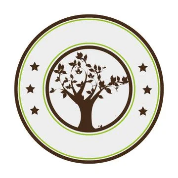 Circular border with leafy tree plant Stock Illustration