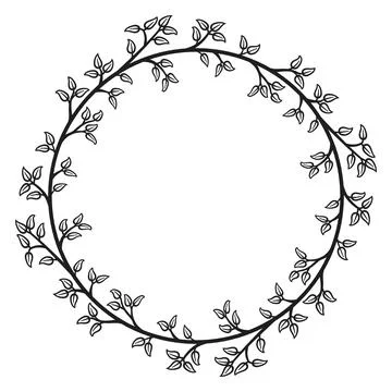 Circular border with leaves, 4 Stock Illustration