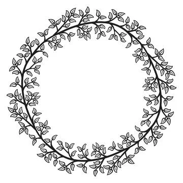 Circular border with leaves, 5 Stock Illustration