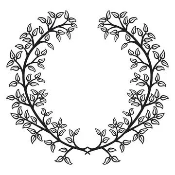 Circular border with leaves, 6 Ilustração Stock