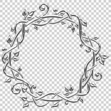 Circular border with silver leaves Stock Illustration