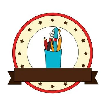 Circular border with starts and elements art with ribbon 스톡 일러스트