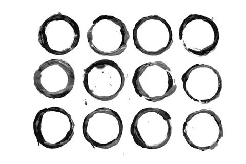 Circular brushstroke or circle print on white background Stock Illustration