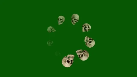 Circular Buffering with Human Skull Shapes on Green Screen Background Video stock 348193082