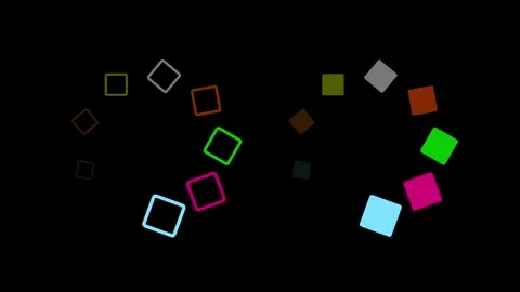 Circular buffering squares motion graphics with plain black background Stock Footage 276942094