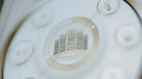Circular building control on bright dashboard 库存影片 344847240