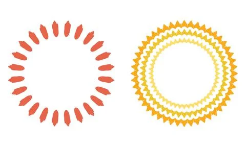 Circular Burst Frame Collection with Radiating Petal Borders and Intricate .. Stock Illustration