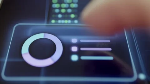Circular Business Analytics Chart on Digital Dashboard Stock Footage 341870990