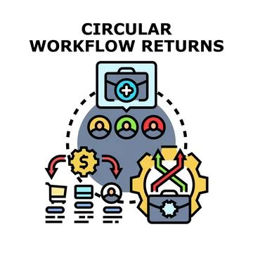 Circular business workflow returns and processing concept Stock Illustration