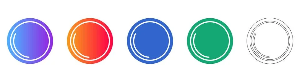 Circular Button Icon Set in Various Colors 스톡 일러스트