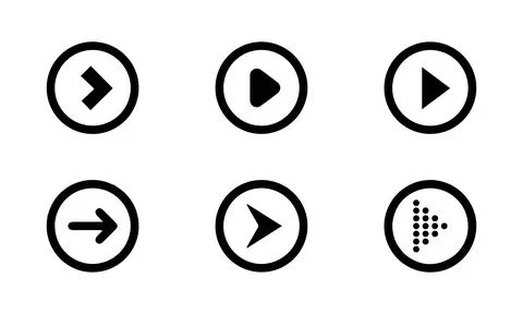 Circular Button Navigation Arrow Icons Set Stock Illustration