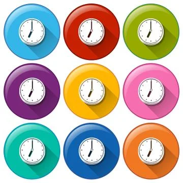 Circular buttons with clocks Stock Illustration