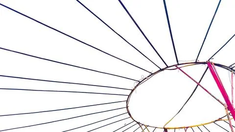 Circular Canopy Structure, White Background, Blue and Red Accents Stock Photos