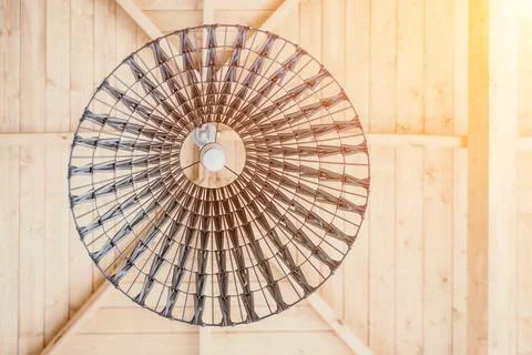 Circular Ceiling Lamp with Woven Pattern Foto stock